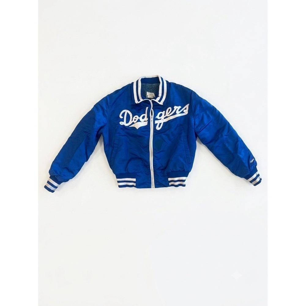 LA Dodgers Jacket Adult L(Fits S) Satin Fur Lining ENCARNACION MLB 80s Vintage
